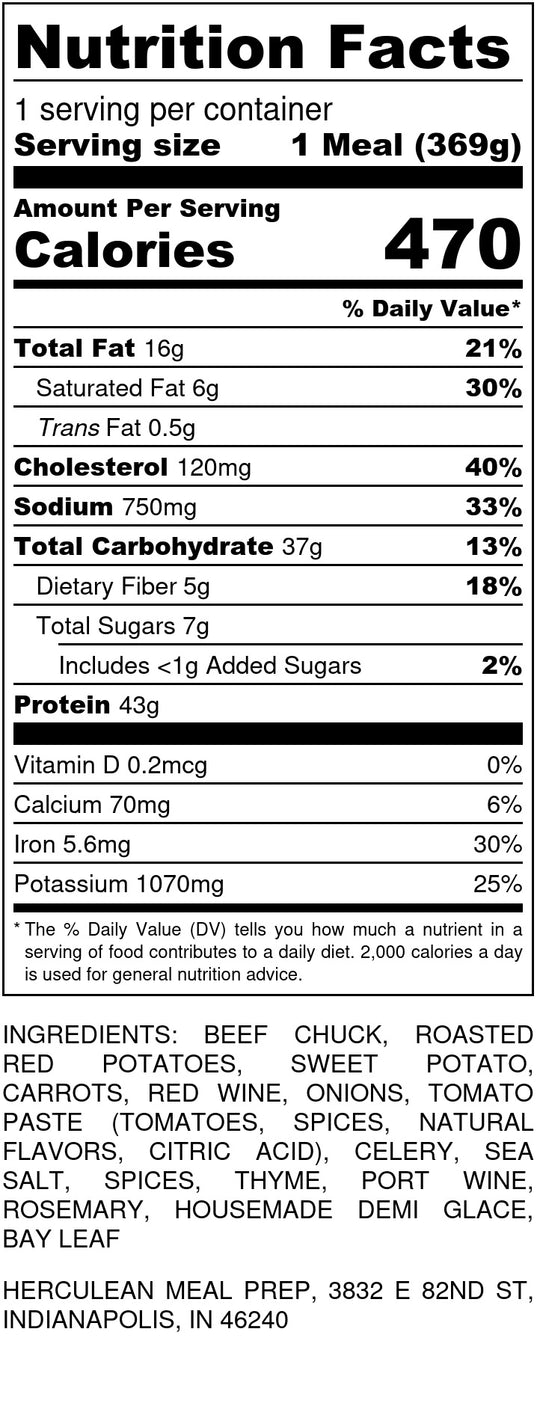 Beef Pot Roast Herculean Prepared Meals